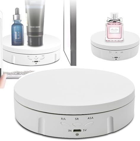 NzEupno Professional Photography Turntable, 360 Degree Electric Rotating Display Stand with Remote Control for Photography Products Display,White