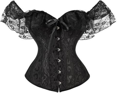 GFPGNDFHG Corset Black Korsett Kleid Moulin Rouge Kostüm Schwarze Flügel Lila Schwarz Damen Corsage Oktoberfest Outfit Bustier