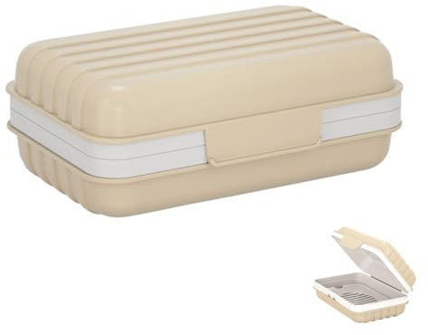 Bailinks Boîte à Savon avec Porte-Savon Intégré, Étanche et Portable pour Voyage, Salle de Bain, Camping, Refuse Les Résidus de Savon, avec Couvercle et Plateau Égouttoir (Jaune Abricot)