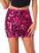 Allegra K Jupe Courte à Paillettes Femme Mini-Jupe Scintillante Moulantes Jupe à Sequin pour Soirées Rose Vif M