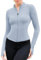 EFFAN Sportjacke Damen Yoga Shirt Langarm Tops Fitness-Bekleidung Gym Jacke Eng Klamotten Pilates Sport Outfit Laufshirt Oberteil Blau M
