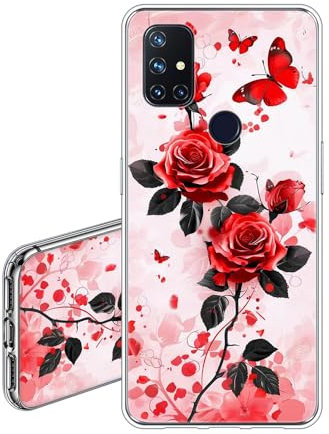JEZSTHAI Handyhülle Kompatibel mit OnePlus Nord N10 5G Hülle Silikon Transparent Weiche Fallschutz Stoßfeste Kratzfeste Durchsichtige Schutzhülle mit Rose Aesthetic Muster