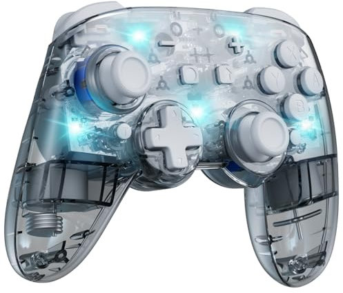 Controller Switch Compatibile con Nintendo Switch 2, Bluetooth Pro Controller con Joystick, Hall Effect Gamepad Portatile per PC con 7 Colori LED/Funzione Paddle/Doppio Turbo - Grigio