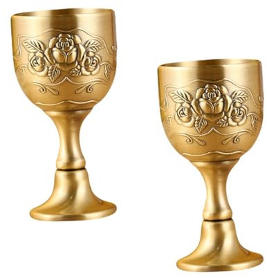PRETYZOOM 1 Set Bicchiere Da Vino in Bronzo Collana Catena Di Perle Bicchieri Da Martini Strass Bicchieri Da Vino Galleggianti -occhiali Doppio Spruzzatore Ginkgo Lega Di Zinco 2 Pz