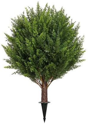 Generisch 45cm Künstliche Zypresse Formschnitt Kugelbäume mit Erdspieß, Zedernholz-Formschnitt-Kugeln, UV-beständig Kunststräucher, Künstliche Zypressenpflanzen (Grün)