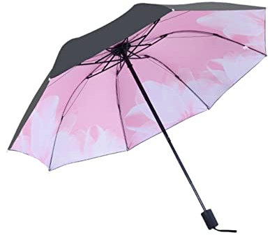 HAODUOO Parapluie Portable Parapluies Mode Fleurs Parapluie Pluie Femmes Fleur Pliable Parapluie Parasol for Femmes Parapluies Femme Voyage Parasol(Brass)