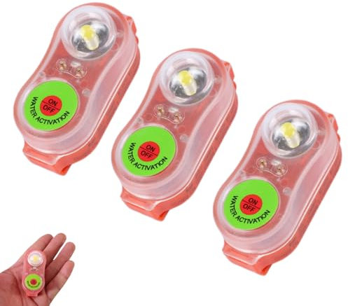 Luce Giubbotto Salvataggio a LED, automatica al contatto con l'acqua, luce di emergenza compatta per salvataggio notturno in mare e soccorso acquatico (3 pezzi)