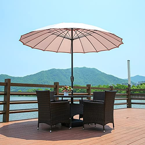 CWCQGH Gartenschirme Outdoor Shanghai Sonnenschirm, ?300cm, Orientalisches Design, Wasserdichter Terrassenschirm Markttischschirm Balkonschirm, 160g Polyestergewebe, Runder Sonnenschutz Kurbelschirm