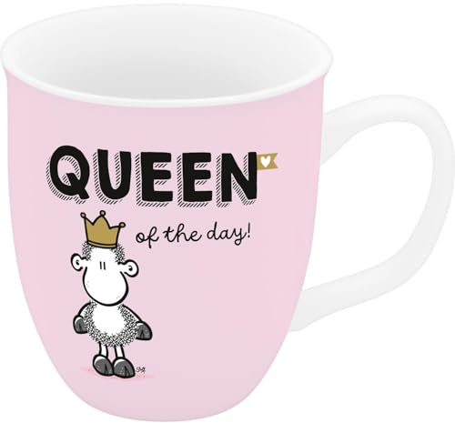Sheepworld Espressotasse Queen of the day | Mini-Tasse mit Spruch, Tässchen aus Porzellan, 10 cl | Geschenk für Sie, Freundin, Schwester, Kollegin | 74726
