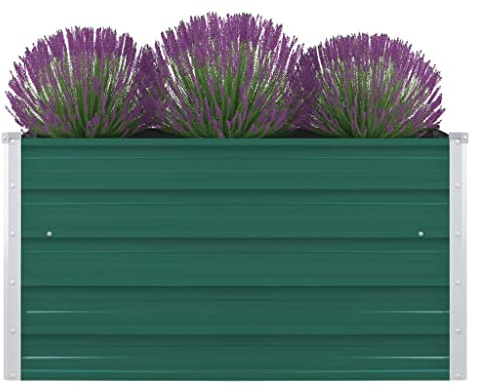 Balkon Hochbeet, Gemüsebeet, Hochbeet 100 x 100 x 45 cm Verzinkter Stahl Grün Für Gartencenter Dachgarten Balkon Terrasse