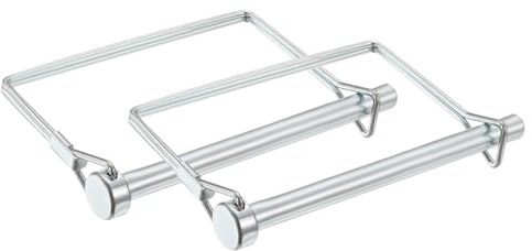 PATIKIL 2 Stück 100mm Lange Stahl Verzinken Klappsplinte 8mm Durchmesser | Vierkant Rohrklappsplinte mit Rastverschluss Sicherungsbolzen für Anhänger Bauernhof Traktor Garten Rasenmäher