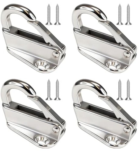 XSHAO 4 ganci per telone, in acciaio inox 316, con 8 viti per rimorchio/gancio per barca, accessori per yacht/appendiabiti