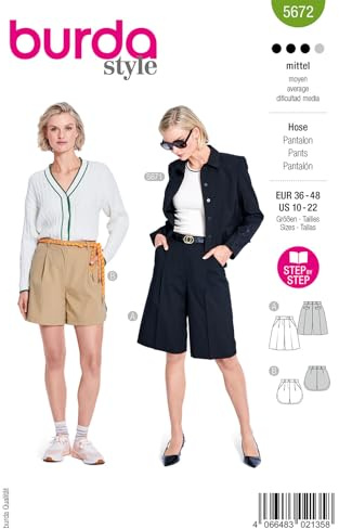 burda style Papierschnittmuster Damen Shorts & Bermudas #5672 Gr. 36-48 Nählevel: mittel