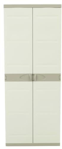 Recamania Armario de plástico, Color Beige, 2 Puertas, 4 baldas Regulables en Altura | Medidas: 176x70x41 cm