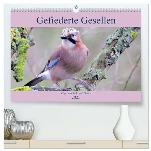 Gefiederte Gesellen - Vögel aus Wald und Garten (hochwertiger Premium Wandkalender 2025 DIN A2 quer), Kunstdruck in Hochglanz