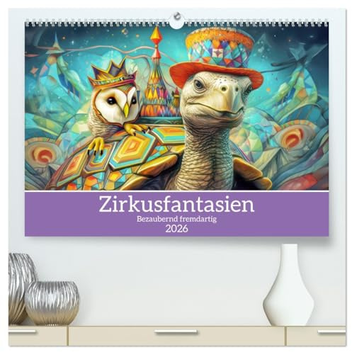 Zirkusfantasien - Bezaubernd fremdartig (hochwertiger Premium Wandkalender 2026 DIN A2 quer), Kunstdruck in Hochglanz: Skurriler bunter Zirkus (CALVENDO Spass)