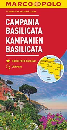 MARCO POLO Karte Italien Blatt 12 Kampanien, Basilicata 1:200 000: Übersichtskarte zum Ausklappen, Entfernungstabelle, Ortsregister, 4 Citypläne (MARCO POLO Karten 1:200.000)