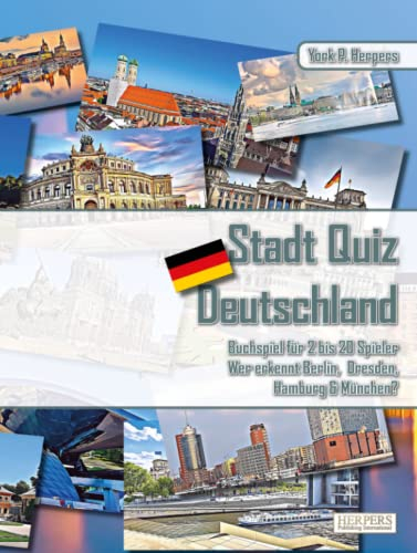 Stadt Quiz Deutschland | Buchspiel für 2 bis 20 Spieler | Wer erkennt Berlin, Dresden, Hamburg & München?