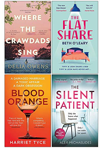 Where The Crawdads Sing, The Flatshare, Blood Orange, The Silent Patient 4 Books Collection Set