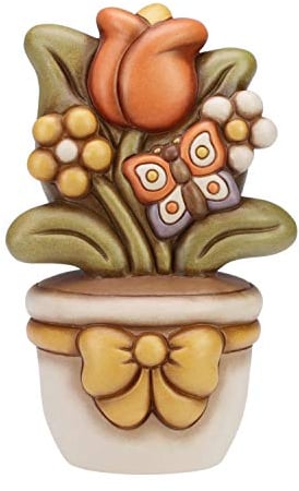THUN - Vasetto Decorativo con Tulipano - Soprammobile - Accessori per la Casa e Bomboniere - Formato Grande - Ceramica - 25 h cm