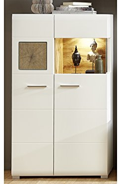möbelando Vitrine Vitrinenschrank Holzvitrine Glasvitrine Standvitrine Kathlin II