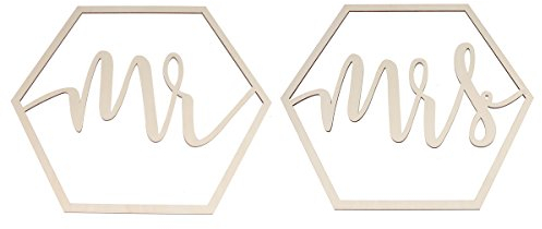 OULII 2 Herr und Frau Hochzeit Stuhl Schild Hochzeit Hohl Stuhl Banner für Hochzeit Party Tisch Top Abendessen Dekoration/Display Ständer Zahlen/Home Wand