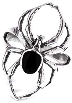 Windalf Spinnen Ring SPY h: 2.6 cm mit schwarzem Onyx 925 Sterlingsilber (Silber, 48 (15.3))