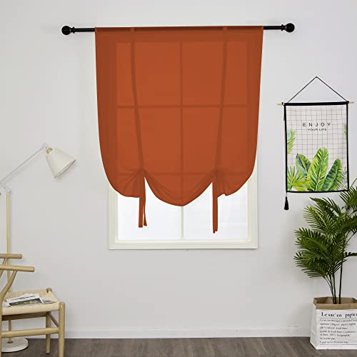 SIMPVALE Raffrollo Vorhänge Sheer Voile Vorhang für Wohnzimmer Schlafzimmer Transparente Gardinen Orange 80×120cm (B×H)