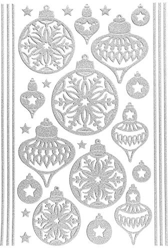 Ideen mit Herz 3-D Sticker Deluxe | Winter & Weihnachten | Erhabene Aufkleber | ideal für Weihnachts-Deko & Weihnachtskarten basteln | Bogengröße: 21 x 30 cm (Weihnachtskugeln | silber)
