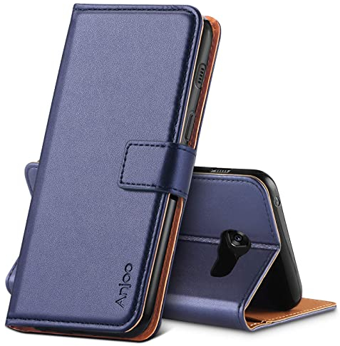 Anjoo Schutzhülle kompatibel mit Samsung A5 2017, Schutzhülle aus PU-Leder mit Magnetverschluss, Premium Flip Case, Schutzhülle kompatibel mit Samsung A5 2017, Blau