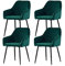 AINPECCA Set of 4 green Velvet Dining Chairs Velvet Upholstered Seat with Metal Legs (Green Vlt, 4)