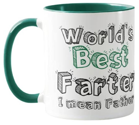 World's Best Farter, Mean Father Mug pour papa, cadeau de fête des pères, cadeau pour papa, cadeau pour papa, tasse colorée (vert foncé)
