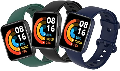 BDIG 3 Pièces Bracelet pour Xiaomi Mi Watch Lite 2/ Redmi Watch 2, Bracelet Redmi Watch 2 Fitness Bande de Remplacement en Silicone Strap Extensible Compatible avec Xiaomi Watch 2