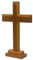 F Fityle Cruz de Madera Con Soporte de Base y Pared, Hecha a Mano, Adorno Colgante de Iglesia, Cruz de Pie Santo