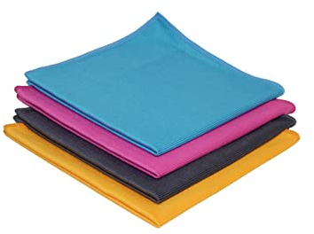 König & Söhne Premium Fensterputztücher | Streifenfrei | Fusselfrei | Putztücher ohne Putzmittel, nur mit Wasser reinigen | Bunt | 4er Set 40cmx40cm (15,74 x 15,74)