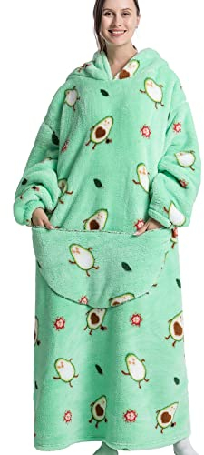 Übergroße Kapuzenpullover-Decke mit riesiger Tasche, Sweatshirt-Decke für Damen und Herren, Einheitsgröße, avocado, One size