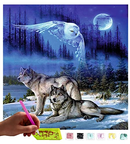 MISHBAY Diamond Painting Erwachsene Wolf - 30x30cm Wölfe - Diamant Painting Bilder - DIY Strass Mosaikbild mit Hochwertiger Leinwand - Kreatives Hobb