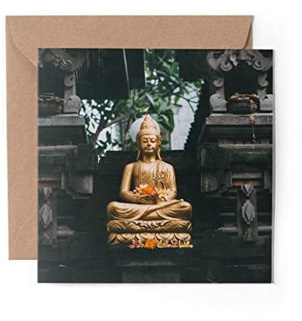 1 x Grußkarte (Fotoeinsatz) – Buddha-Statue Meditation Bali – blanko Geburtstagsfeier Jahrestag #21299