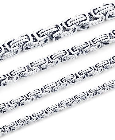 XIRUVE Königskette Breite 4mm/5mm/6mm/8mm, Länge 46-76cm Wählbar Kette Herren Edelstahl Halskette (S 8mm,76cm)