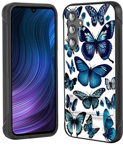 EFGWSDER Schutzhülle für Galaxy A54 5G mit Ständer, zweilagig, Hybrid-Hart-PC und weiches Silikon, robust, stoßfest, Schutzhülle für Samsung Galaxy A54 5G 16,3 cm (6,4 Zoll), niedliche Schmetterlinge