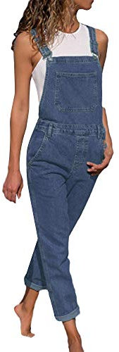 Salopette da donna, jeans baggy, pantaloni larghi in jeans, 90 pezzi, estivi, festivi, tuta lunga, vintage, in denim, pantaloni larghi, pantaloni da lavoro, Blu, L