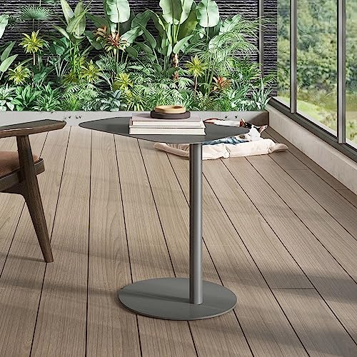 [en.casa] Beistelltisch Nastätten Gartentisch Couchtisch mit Metallgestell Sofatisch modernes Design für Wohnzimmer Schlafzimmer Balkon Terrasse 50 x 50 x 38 cm Grau, matt