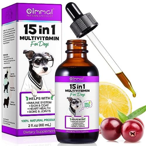 15 in 1 Multivitamin for Dogs, 60ML Natural Daily Vitamins for Dogs Joint, Skin Coat, Skin Health, Gut Health, Heart Health for Small, for Medium and Large Dogs