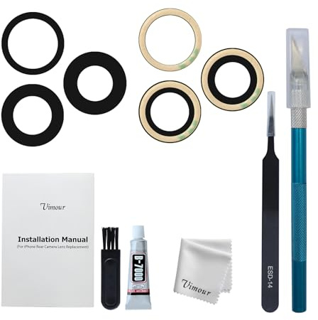Vimour Rear Camera Lens Glass Replacement for iPhone 15 Pro Max Pre-Installed Adhesive with Installation Manual and Repair Tool Kits