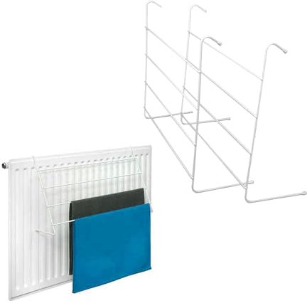Milosc Pack of 2 Cloth Radiator Airer Rack 4 Bar Tier Drying Clothes Rack Strong Metal Rack Leight Weight & Extra Strong