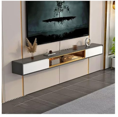 TV-Ständer 78,7-Zoll-TV-Ständer zur Wandmontage, Entertainment-Center-Medienkonsole, schwebendes TV-Regal, Medienkonsolenschrank zur Aufbewahrung von Steckdosen und Kabeln Fernsehständer ( Color : Gra