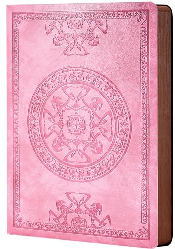 CAGIE Liniertes Tagebuch für Herren, weiches Einband, Leder-Tagebücher zum Schreiben, 180 flach liegend, Vintage-Herren-Tagebuch, persönliches Tagebuch, 14 x 21 cm, Rosa
