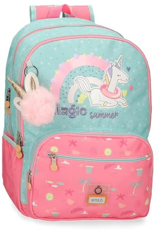 Enso Magic summer mochila infantil, mochila escolar, fabricada en Poliéster, ruedas dobles de giro multidireccional, Múltiples formas de usarlo, rosa y azul