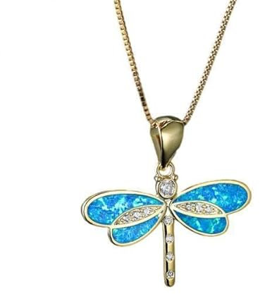 rockible Elegante Opal Libellen Halskette in Blau für besondere Anlässe