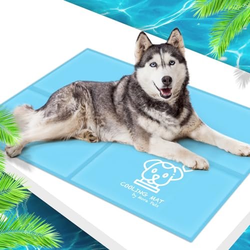 Pawtasy Kühlmatte für Hunde Kühldecke Hunde Kühlkissen mit Ungiftiges Gel für Große Haustiere Hundekühlmatte Selbstkühlend Hundedecke Hund Kühl Kühlende Hundematte - XXL 120 x 80 cm
